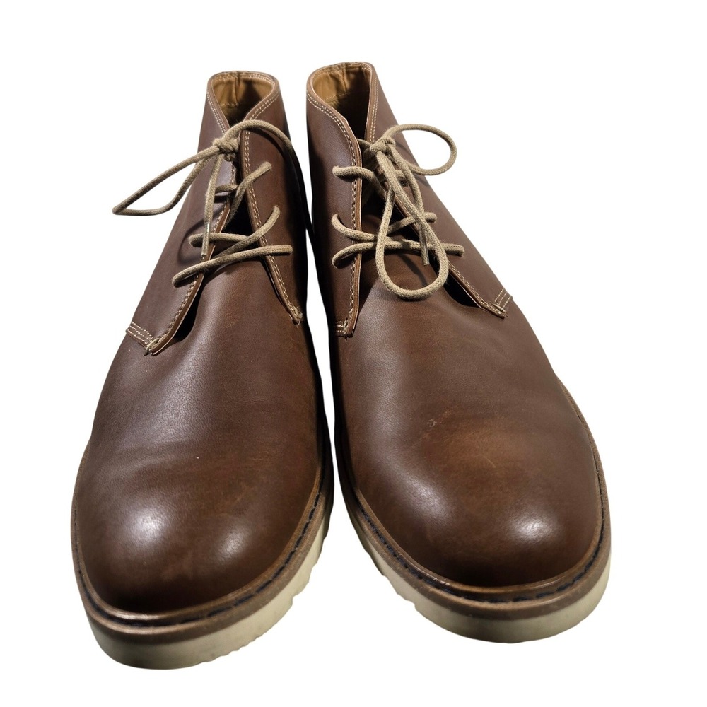 Aldo Mens Brown Leather Chukka Boots Wedge Sole Ankle Desert Boot Size 10